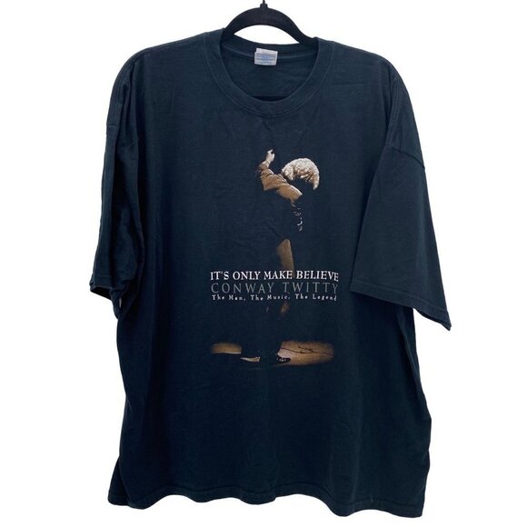 Gildan Conway Twitty Black Short Sleeve T-Shirt Men’s Size 2XL - Picture 1 of 7